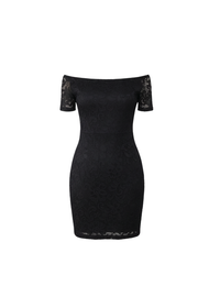 Black Off Shoulder Lace Bodycon Mini Dress