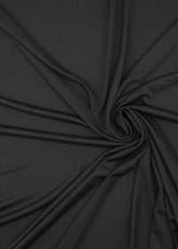 Black Slinky Long Sleeve Ruched Wrap Midi Dress