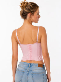 Blush Pink Lace Corset Top With Underwire Bustier Design