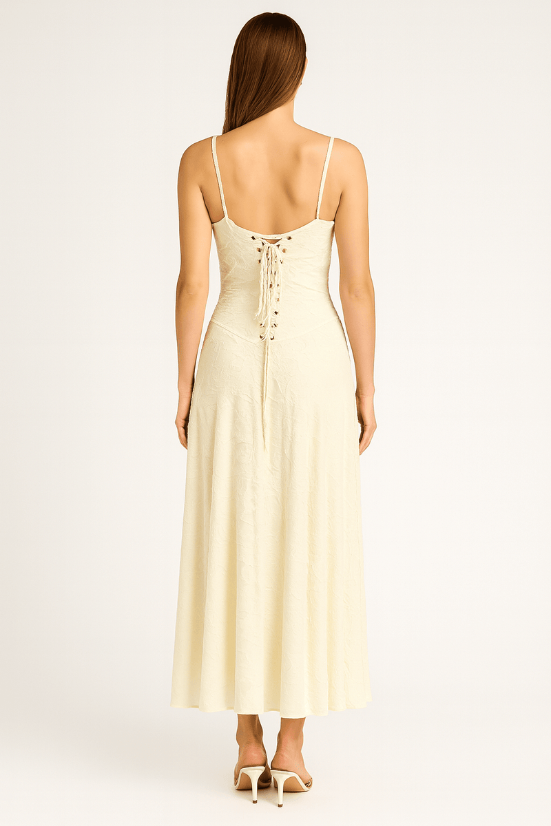 A-Line Jacquard Thin Adjustable Straps Maxi Dress