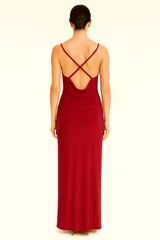 Cowl Neckline Figure-Flattering Spaghetti Strap Dress