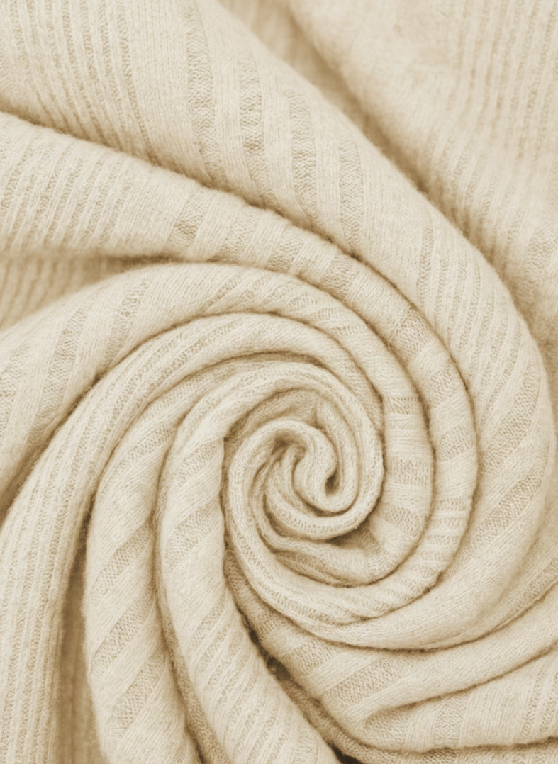 Cream Folded Bardot Neckline Ribbed Knit Off Shoulder Dress