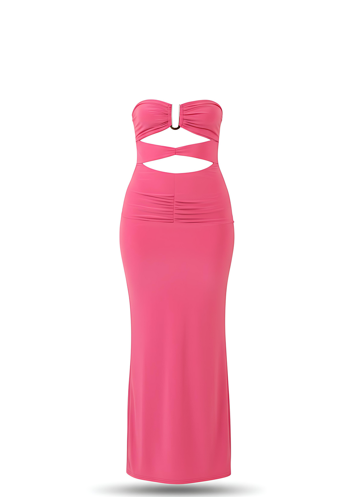 Pink Cut-Out Bandeau Bodycon Fit Maxi Dress