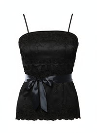 Front Lace Embroidered Corset Style Cami Top