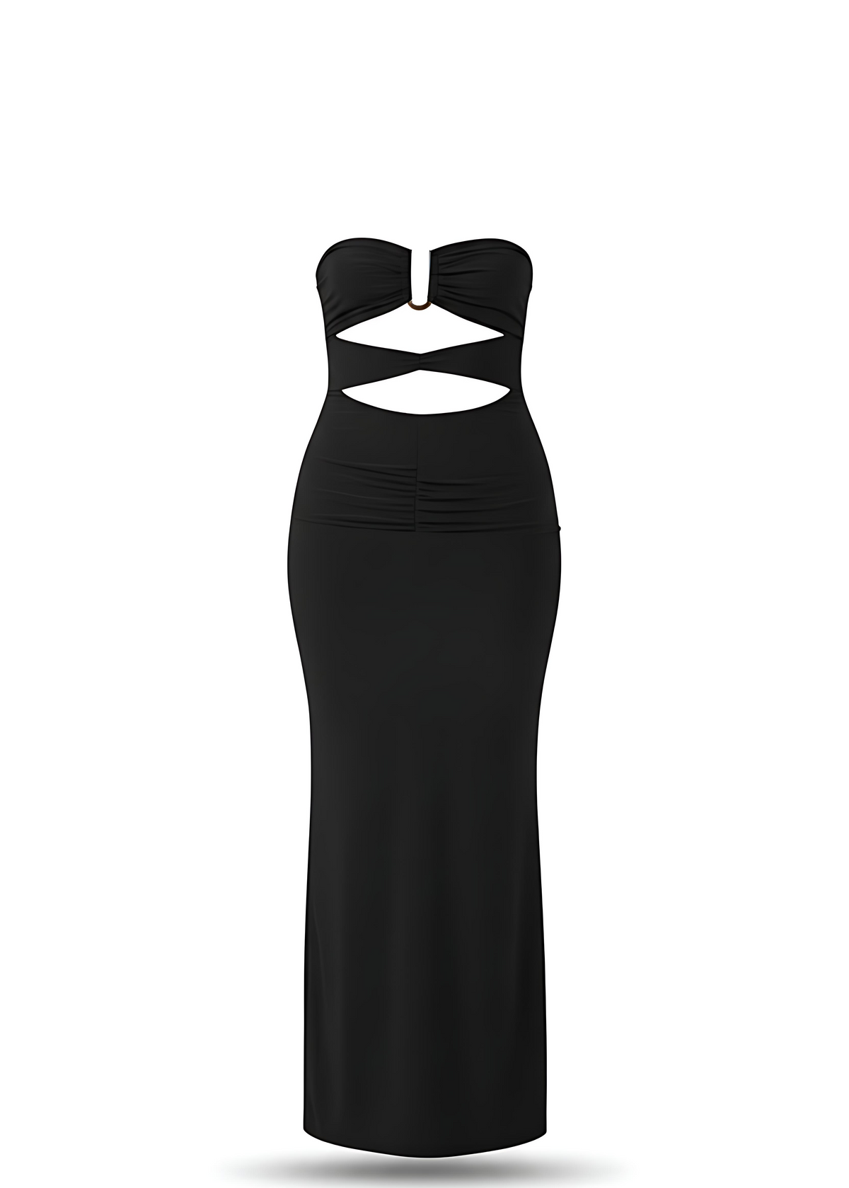 Black Cut-Out Bandeau Bodycon Fit Maxi Dress