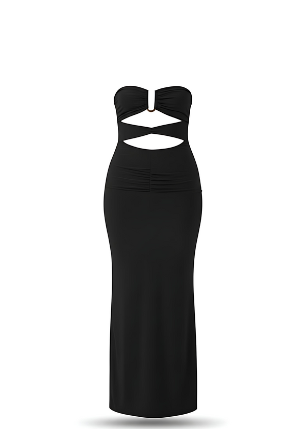 Black Cut-Out Bandeau Bodycon Fit Maxi Dress