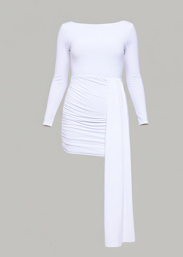 Draped Waist Bodycon Long Sleeve Mini Dress