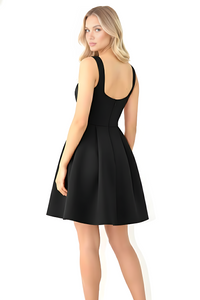 Black Square Neck Corset Fit & Flared Mini Dress