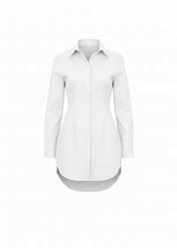 White Classic Shirt Mini Dress Button Down Long Sleeve Fitted Style
