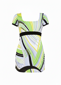 Geometric Print Square Neck Mini Dress