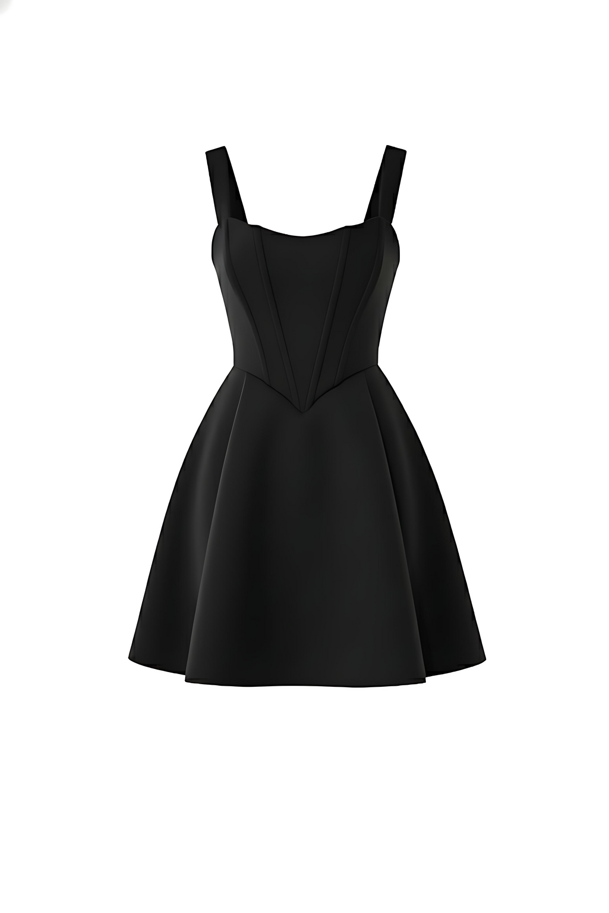 Black Square Neck Corset Fit & Flared Mini Dress