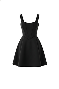Black Square Neck Corset Fit & Flared Mini Dress