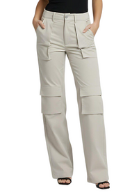 High Waist Tailored Cargo Trousers With Pocket Detail