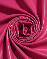 Hot Pink Faux Leather Square Neckline Diamante Top