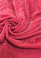 Keyhole Detailed Sparkly Slim Fit High Neckline Maxi Dress