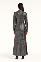 Metallic Sequin Full-Length Silhouette Fit Maxi Dress