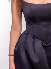 Black Square Neck Corset Fit & Flared Mini Dress