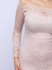 Stone Floral Bodycon Lace Off-Shoulder Maxi Dress