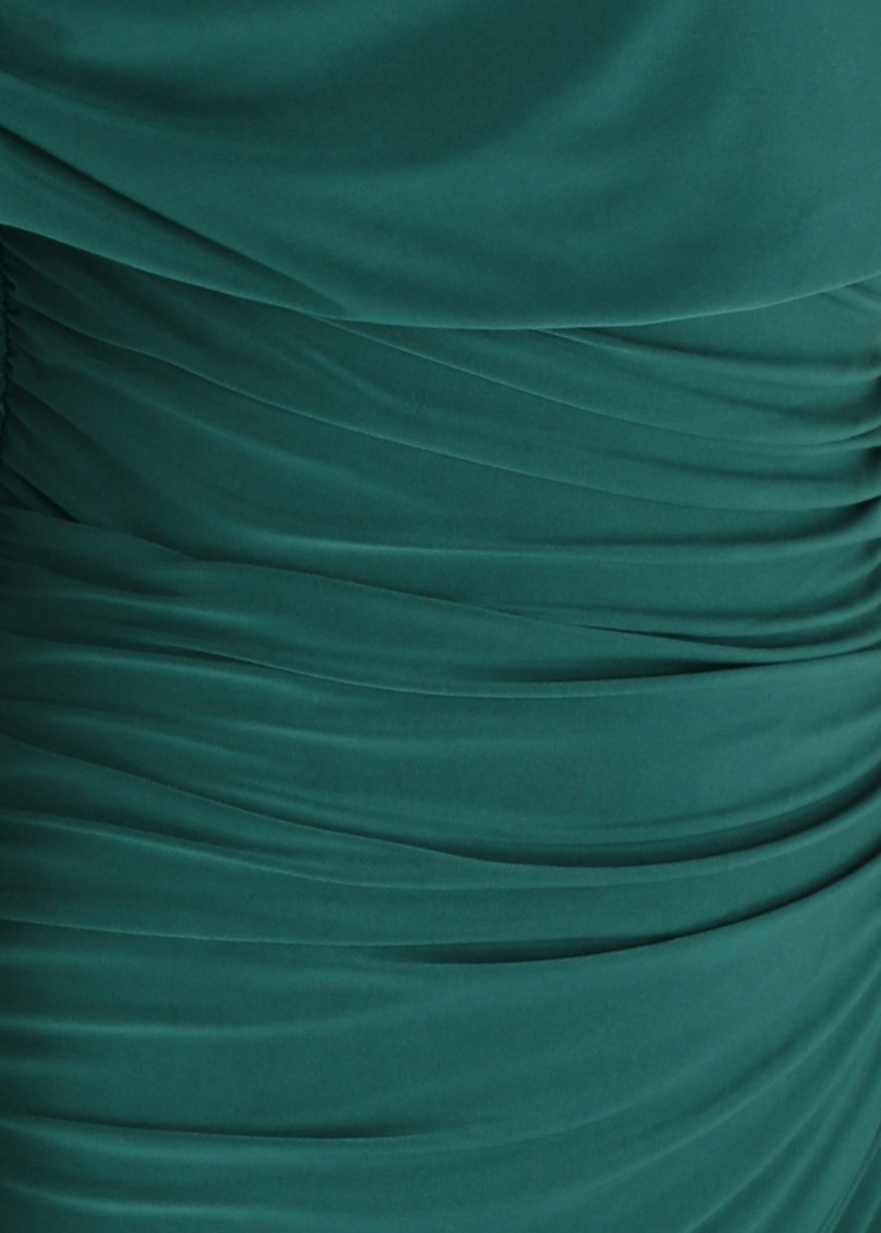 Draped Slim Fit Jersey Asymmetric Maxi Dress