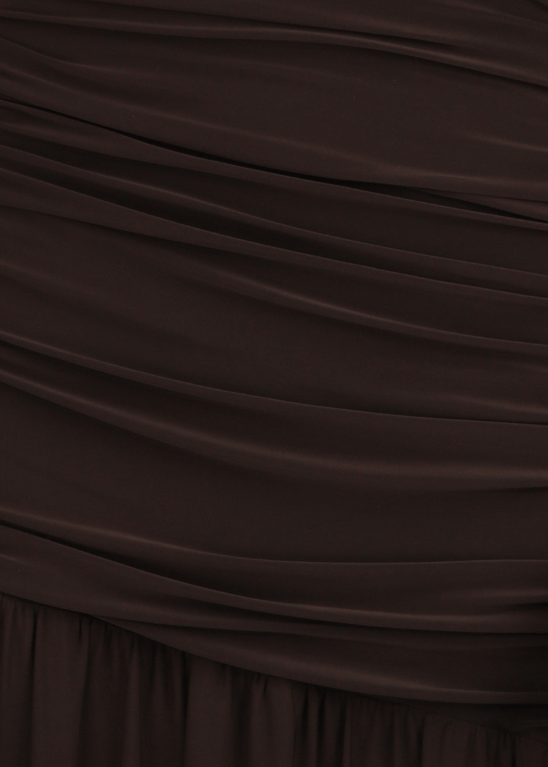 One Shoulder Draping Detailed Side Cut Out Maxi Dress