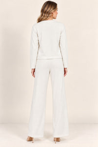 Ivory Blazer Style Top & Wide Leg Trousers Co-Ord Set