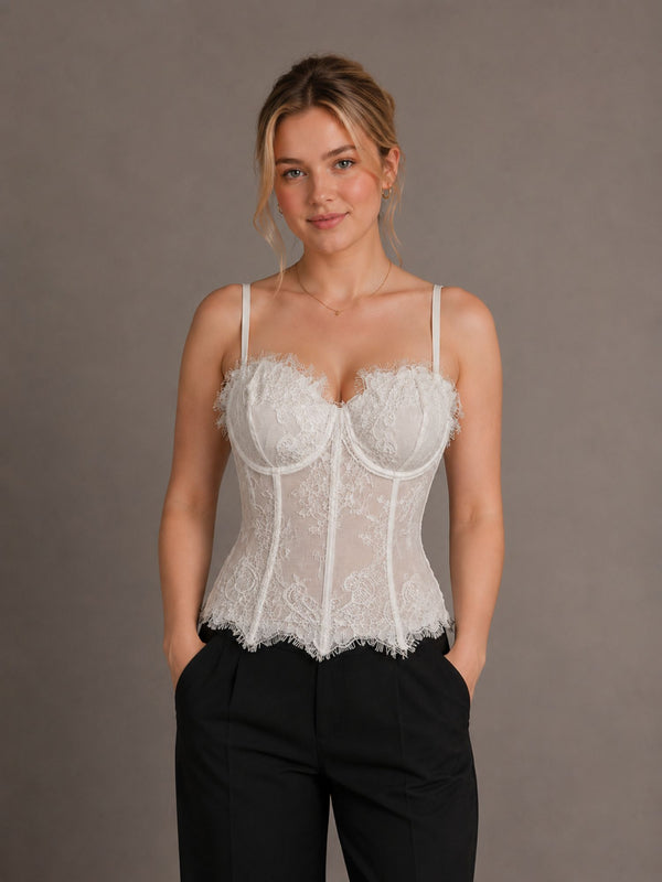 Ivory Lace Corset Cami Top
