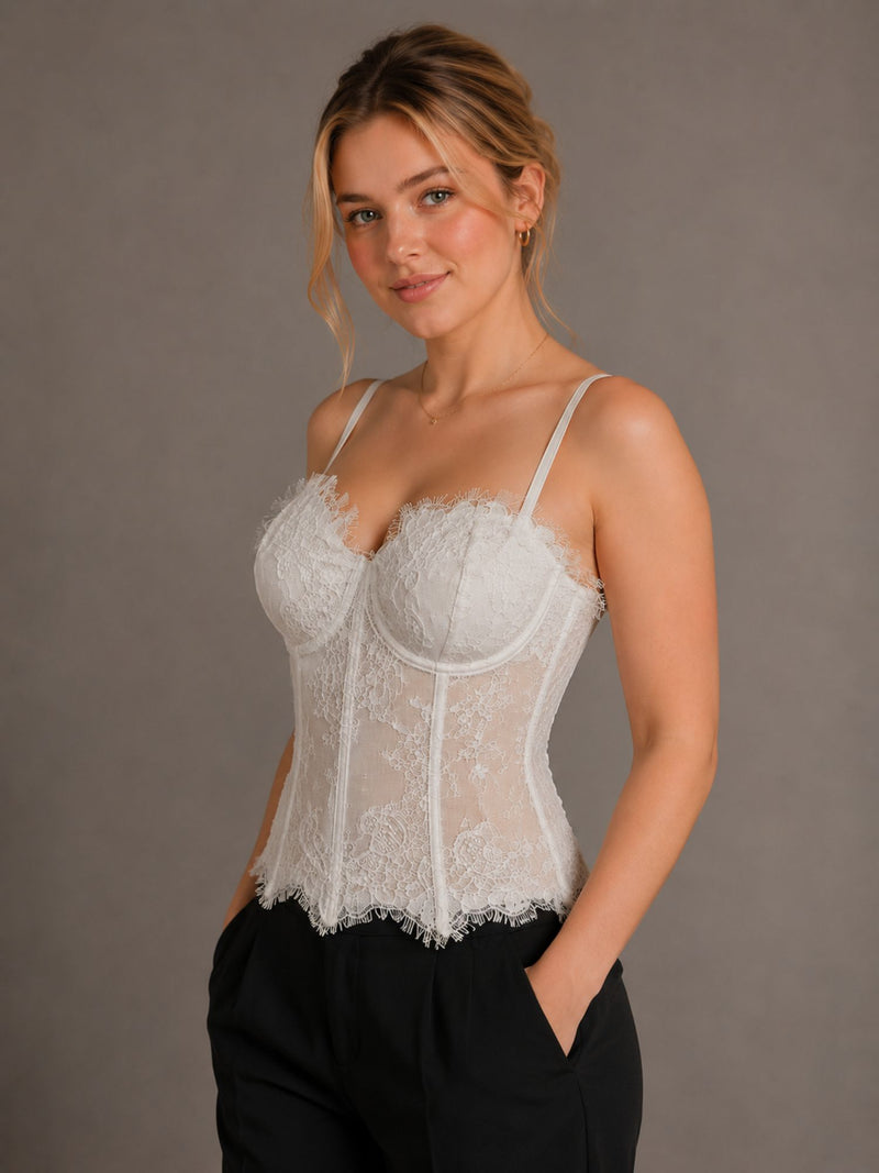 Ivory Lace Corset Cami Top