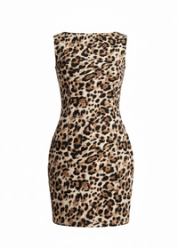 Sleeveless with a round, high-neck at the front and a keyhole closure at the back