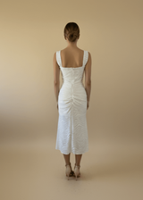 Mermaid Ruched Waist Sleeveless Flared Hi-Low Hem Dress