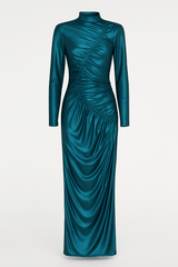 Venechia Foil Bodycon Fit Long Sleeve Maxi Dress