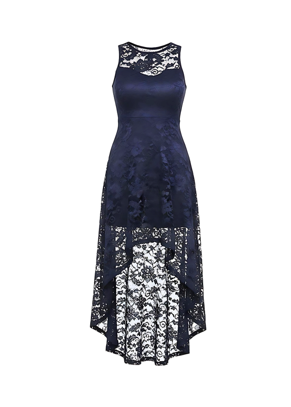 Avinci | Navy Floral Lace Asymmetrical Hem Party Dress 8 Avinci | Navy Floral Lace Asymmetrical Hem Party Dress 8