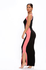 Jewel Neckline Bodycon Maxi Dress