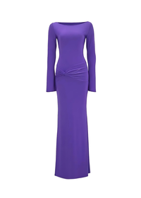Purple Backless Slinky Knot Waist Bodycon Maxi Dress