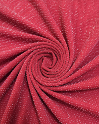 Red Keyhole Detailed Sparkly Slim Fit High Neckline Maxi Dress