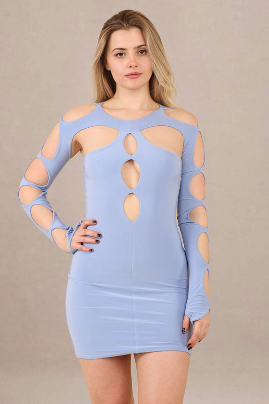 Avinci slinky extreme cut out long sleeve mini