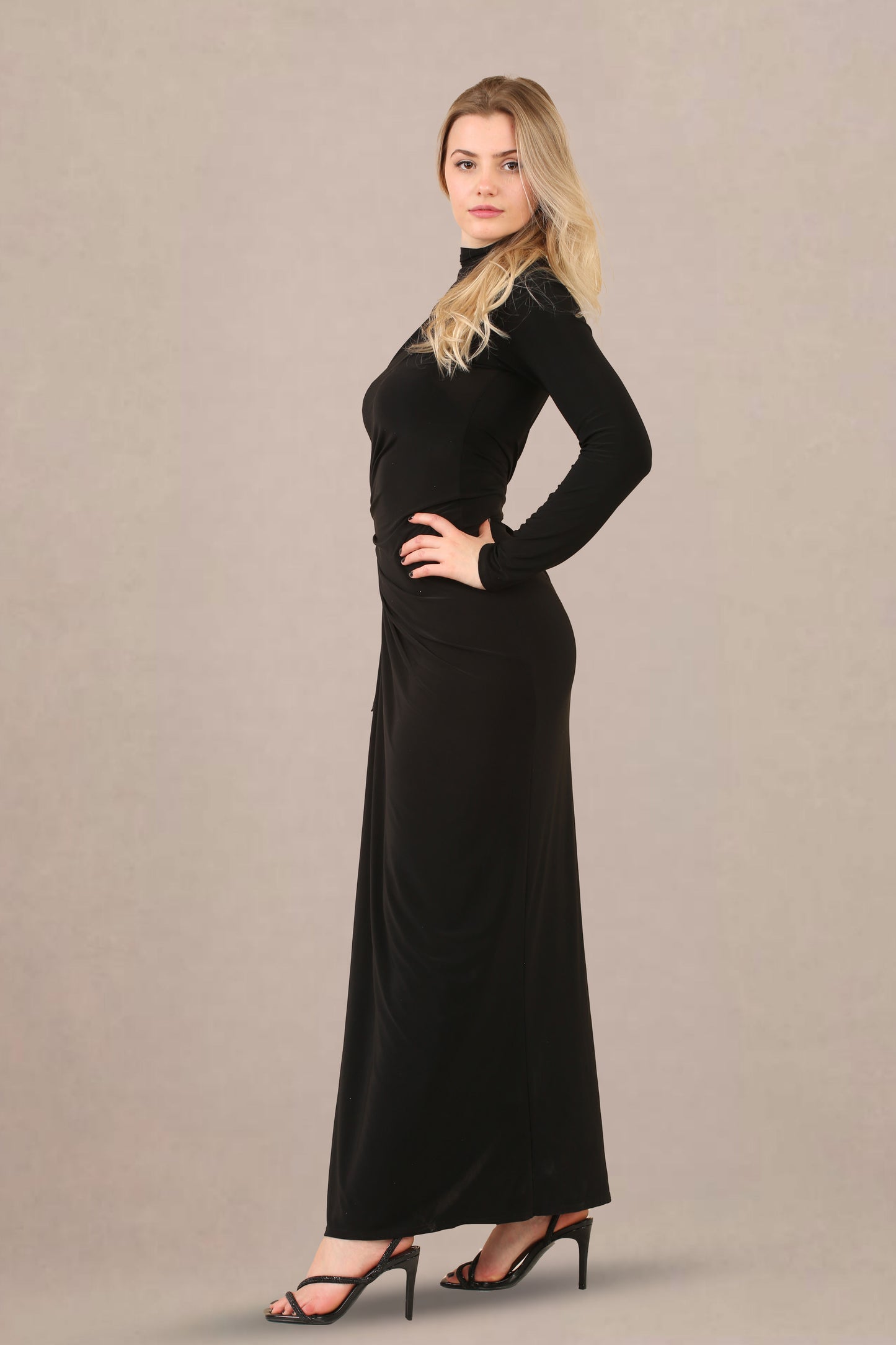 Avinci Black Slinky Extreme Cross Back Maxi Dress with Trim Detail