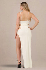 Stretch Cut-Out Detail Bodycon High Slit Maxi Dress