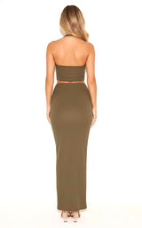 Stretch Fit Classic High Waist Draped Maxi Skirt