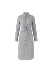 Checkered Button Down Shirt Dress With Twist Waist Detail