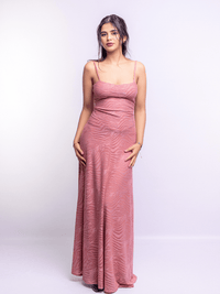 Blush A-Line Jacquard Thin Adjustable Straps Maxi Dress