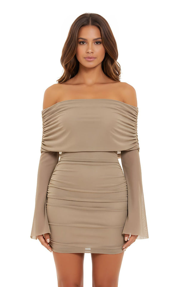 Long Sleeve Figure Hugging Off Shoulder