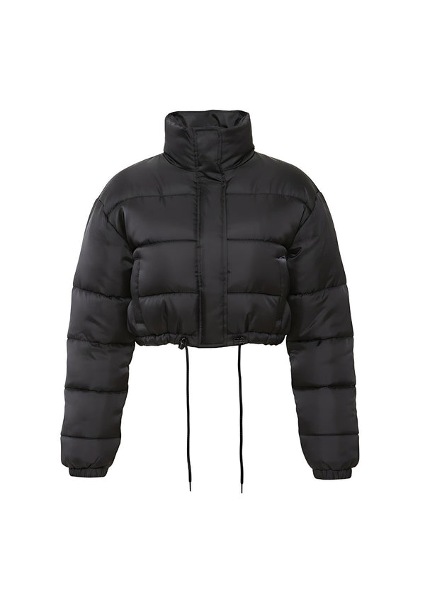 Black Quilted Outerwear Stylish Winter Puffer Jacket
