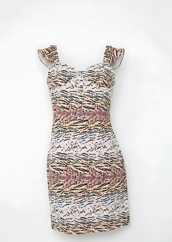 Animal Print Frill Strap Bodycon Mini Dress