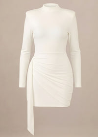 Structured Statement Shoulder Pads White Mini Dress