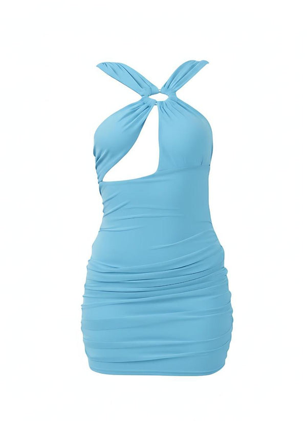 Sky Blue Cut-Out Ring Detail Bodycon Mini Dress