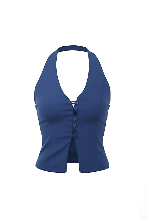 Tuna Crepe Style Sleeveless Halter Top