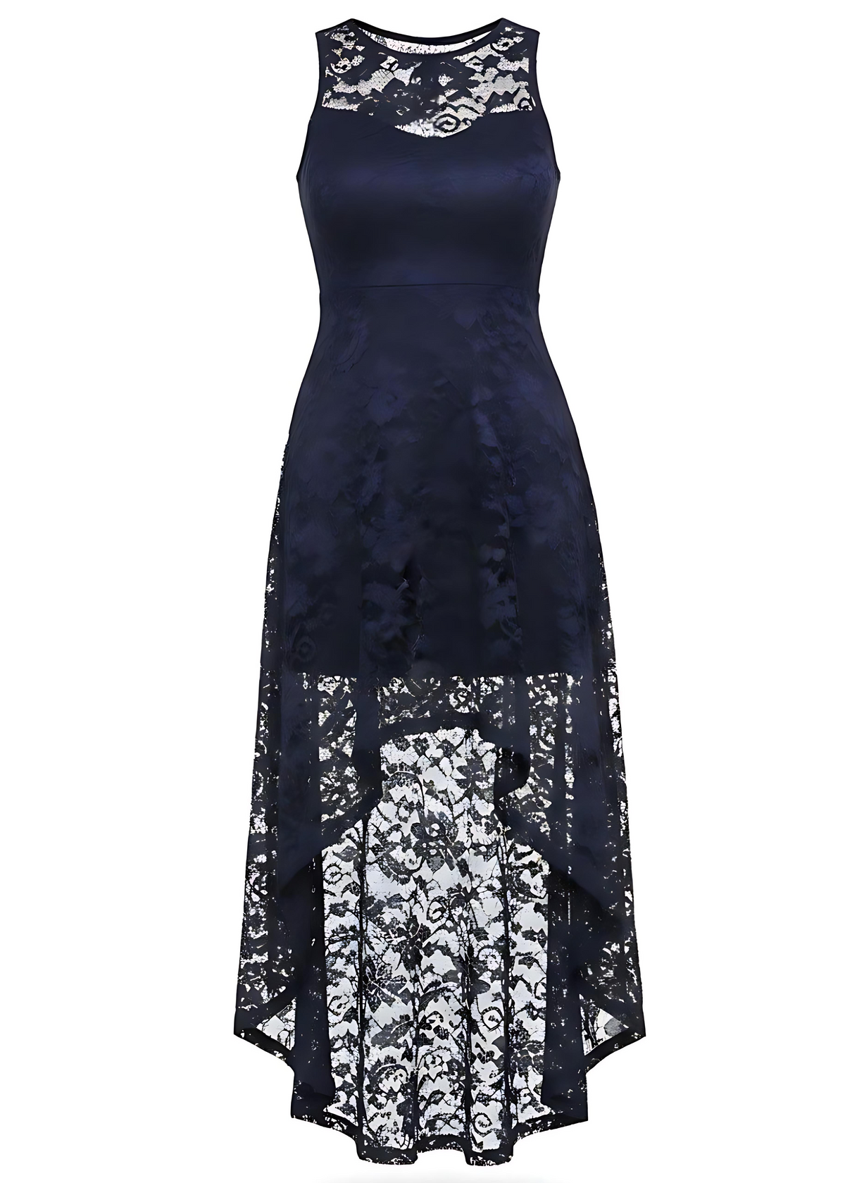 Floral Lace Asymmetrical Hem Party Dress