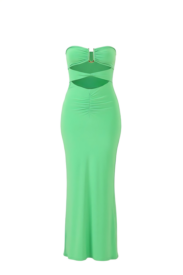 Green Cut-Out Bandeau Bodycon Fit Maxi Dress