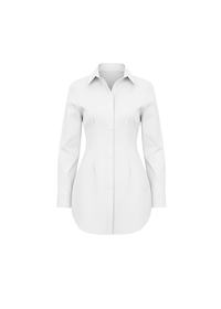 White Classic Shirt Mini Dress Button Down Long Sleeve Fitted Style
