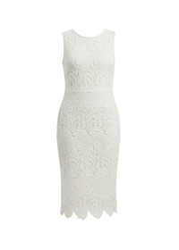 White Lace Semi-Formal Sleeveless Midi Dress